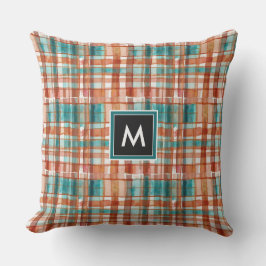 Trendig Färgfull regnbåge Tartan Mönster Watercolo Kudde