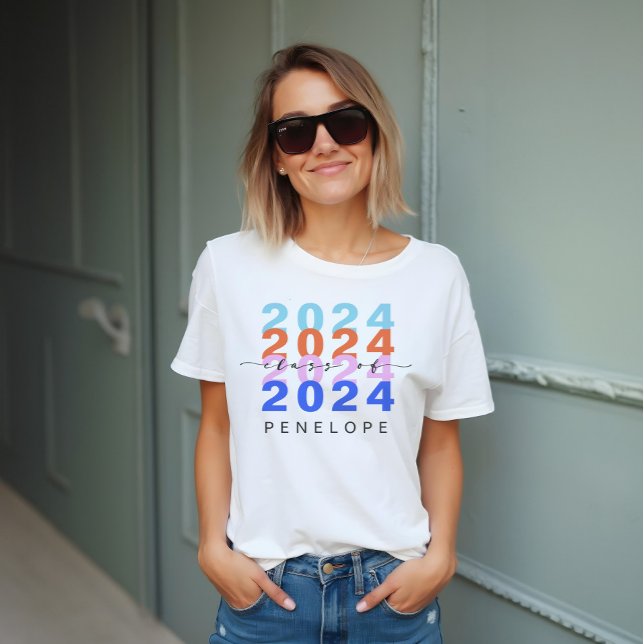 Trendig Färgfull regnbågsklass 2023 Modern Student T Shirt (Trendy Colorful Rainbow Class 2023 Modern Graduate Tri-Blend Shirt)