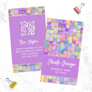 Trendig Färggrafik Modern Tiles QR-kod Abstrakt Na Visitkort