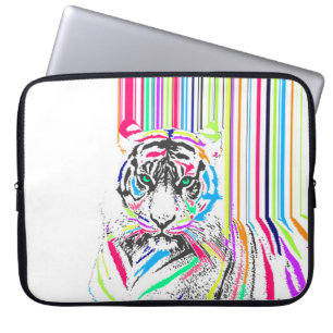 trendig färglöst vibrerande neon rand tiger smä laptop fodral
