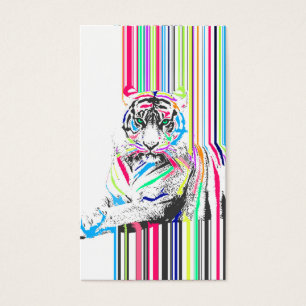 trendig färglöst vibrerande neon rand tiger smärta visitkort