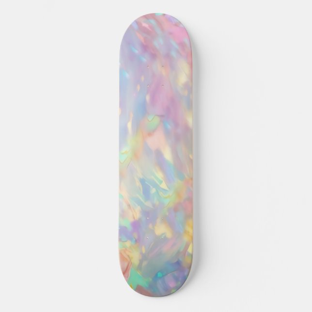 Trendig färgrik falsk holografisk opal mini skateboard bräda 18,5 cm (Framsida)