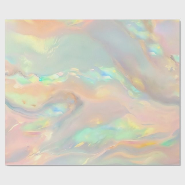 Trendig färgrik falsk holografisk opal presentpapper (Platt)