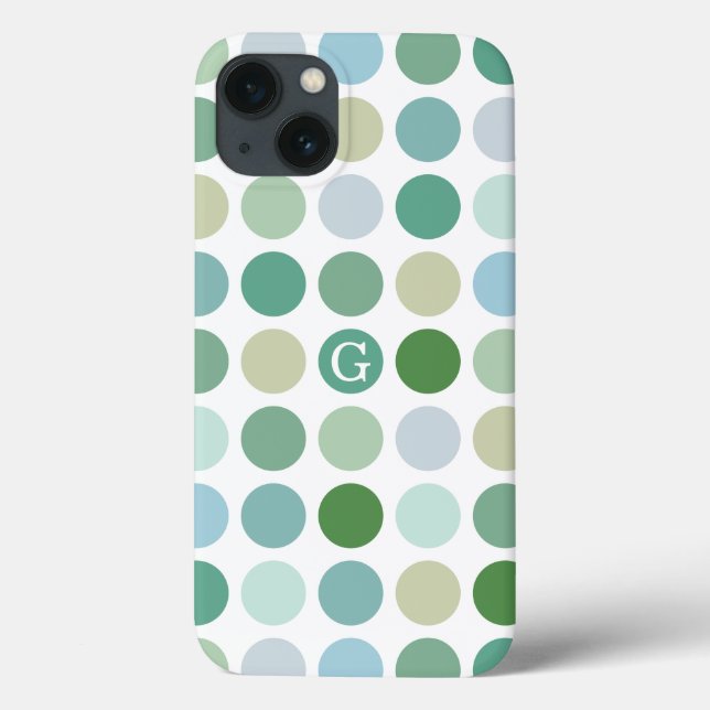 Trendig färgrik grön prickmönster monogram (Baksida)