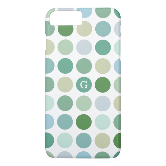 Trendig färgrik grön prickmönster monogram Case-Mate iPhone skal (Baksida)