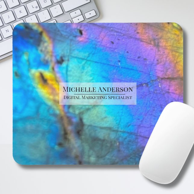 Trendig Färgrik Modern Namn Musmatta (Trendy Rainbow Labradorite Crystal Modern Name Mouse Pad)