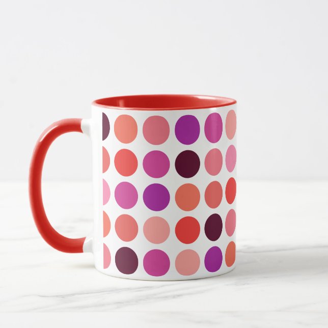 Trendig färgrik prickmönster monogram mugg (Vänster)
