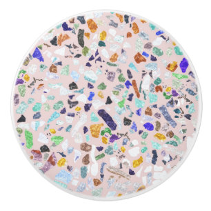 Trendig Färgstark shiny Stones Terrazzo Rosa Desi Knopp