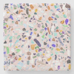 Trendig Färgstark shiny Stones Terrazzo Rosa Desi Stenunderlägg