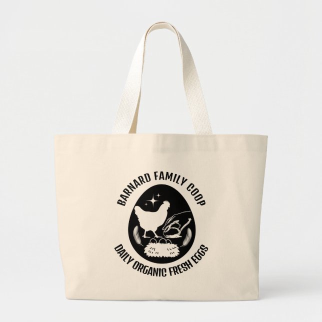 Trendig Farmhouse Organic Fresh Eggs Chicken Gift Jumbo Tygkasse (Framsidan)