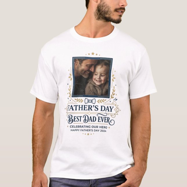 Trendig Fars Dagskustom T-Shirt med Foto | Pappas  (Framsida)
