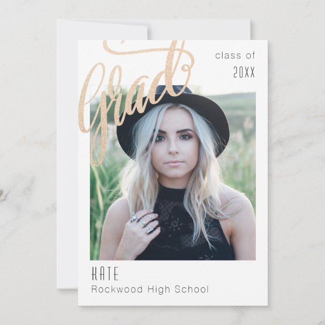 Trendig Faux Guld Gnistra Grad Announcement/inbjud Inbjudningar (Framsida)