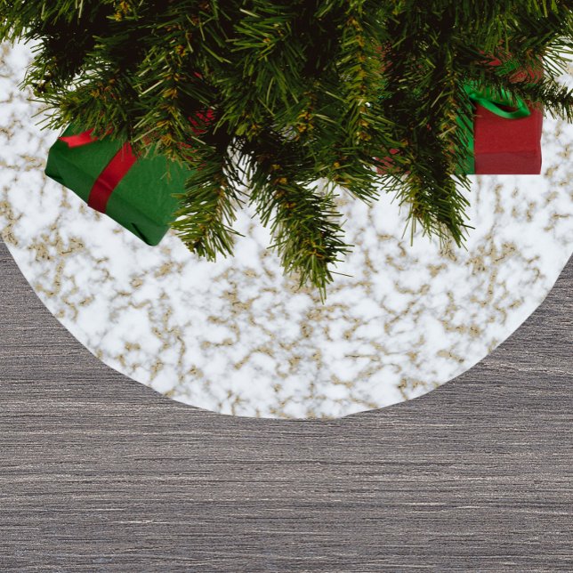 Trendig Faux Guld Marble Mönster Julgransmatta Borstad Polyester (Skapare uppladdad)