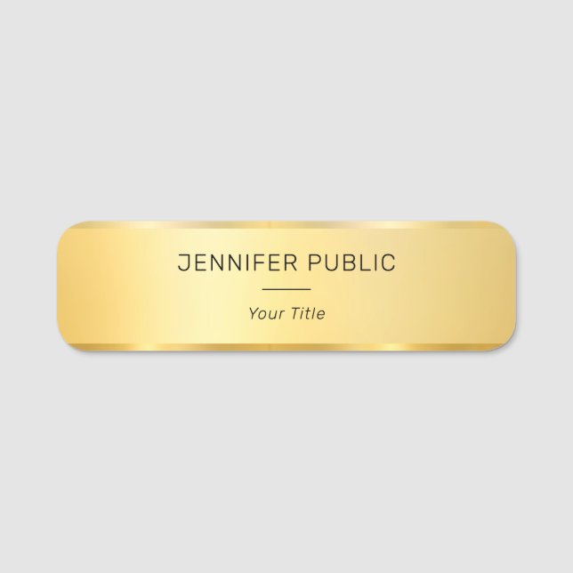 Trendig Faux Guld Modern Glamoral-Chic Namnbricka (Framsida)