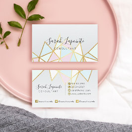 Trendig Faux Guld och Pastel Geometric Design Visitkort