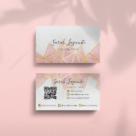 Trendig Faux Guld & Ro Rosa Geometric QR-kod Visitkort