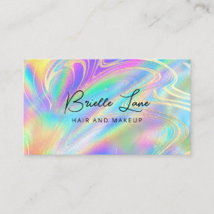 Trendig Faux Holography Rainbow Guld Marble Visitkort