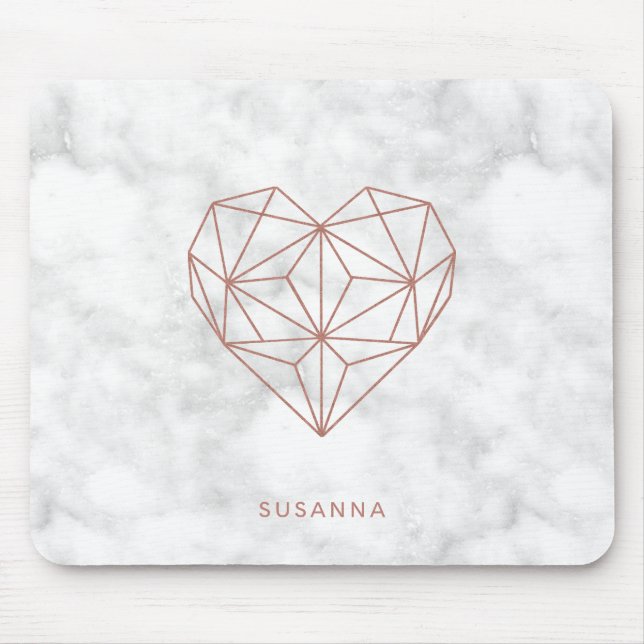 Trendig Faux Ro Guld Geometric Heart Marble Stil Musmatta (Framsidan)