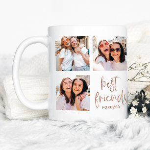 Trendig Faux Ro Guld skript Foto för bästa vänne Kaffemugg