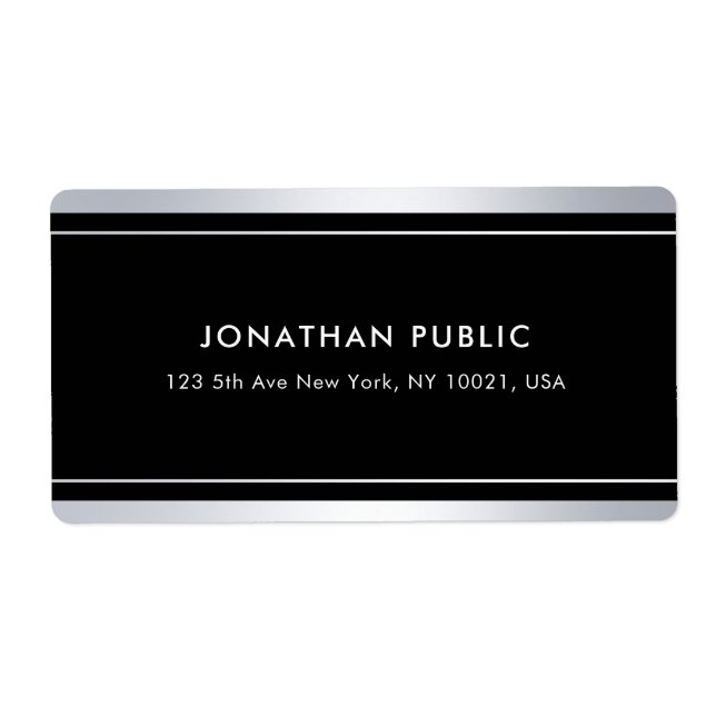 Trendig Faux Silver Black Modern Glamor Shipping Fraktsedel (Framsidan)