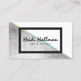 Trendig Faux Silver HoloGraph Färg Block Visitkort