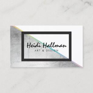 Trendig Faux Silver HoloGraph Färg Block Visitkort