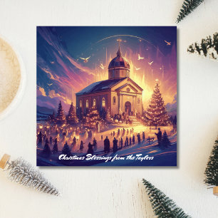 Trendig Festive Julafton Träd Christian Jesus jul Julkort