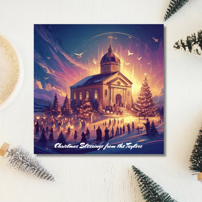Trendig Festive Julafton Träd Christian Jesus jul Julkort (Trendy Festive Xmas Tree Christian Jesus Christmas Holiday Card)