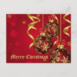 Trendig Festive Red & Golden jul Ornaments Helg Vykort