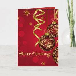 Trendig Festive Red & Golden jul Ornaments Helgkort