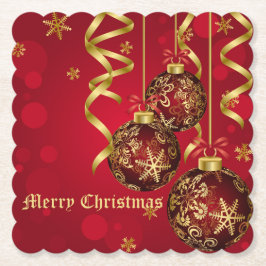 Trendig Festive Red & Golden jul Ornaments Underlägg Papper