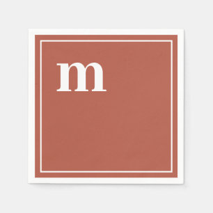 Trendig fet lågskriftmonogram Terrakotta servetter