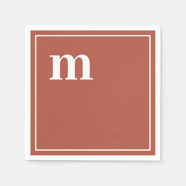 Trendig fet lågskriftmonogram Terrakotta servetter (Framsidan)