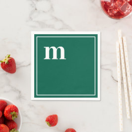 Trendig fet liten monogram i smaragdgrönt pappersservett
