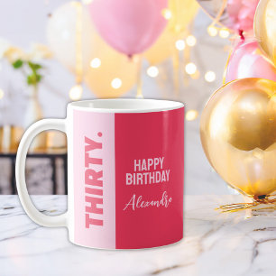 Trendig Fet Rosa och Red Girly 30års födelsedag Kaffemugg