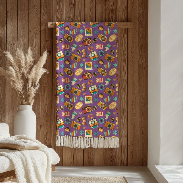 Trendig filtpresent 70-tals pastell groovy design fleecefilt (Trendy Blanket Gift 70s Pastel Groovy Design)