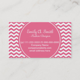 trendig, fint vitt och rosa schevron visitkort