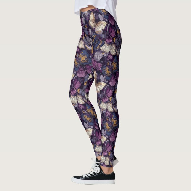 Trendig fjärilskamouflage accent träning leggings (Vänster)