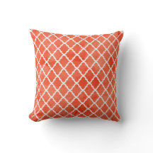 Trendig Flame Orange Vattenfärg Quatrefoil Mönster