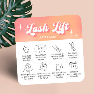 Trendig flickaktig persika Lash Lift & Tint Efterv Fyrkantigt Visitkort