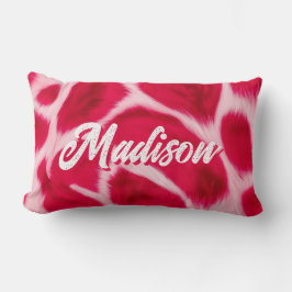 Trendig flickaktig rosa röd leopard djurtryck anpa lumbarkudde