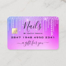 Trendig flickig diamandroppar lila presentkort visitkort