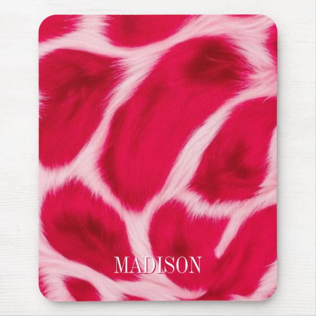 Trendig flickig rosa röd leopard djurtryck special musmatta (Framsidan)