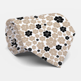 Trendig Flower Mönster i Taupe, Black and White Slips
