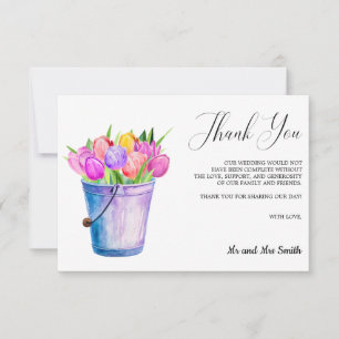 Trendig Flower Tulips Bucket Bröllop Tack Kort