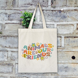 Trendig Flowers Retro Animals Tygkasse