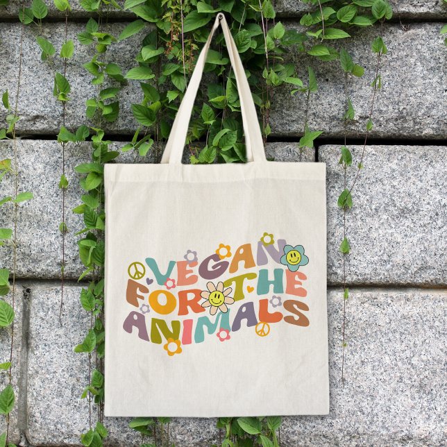 Trendig Flowers Retro Vegan för djur Tygkasse (Skapare uppladdad)