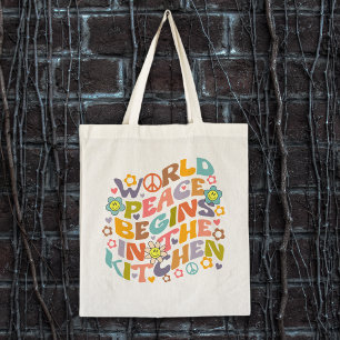 Trendig Flowers Retro Watercolor Vegan Tygkasse