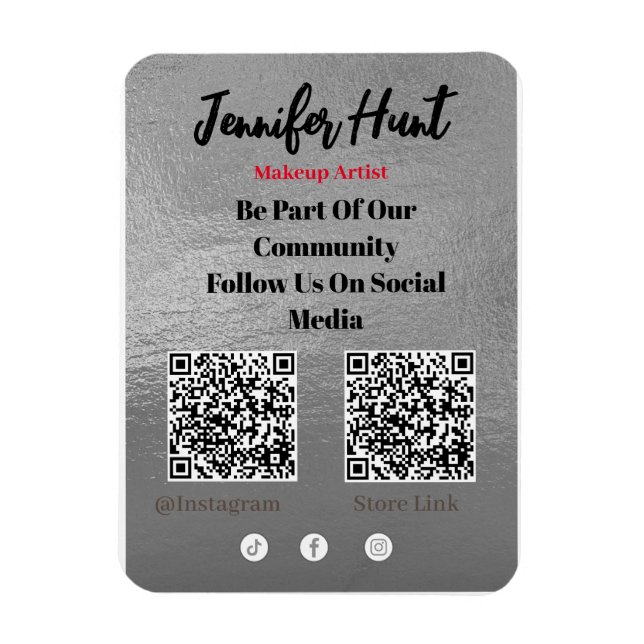 Trendig Flyers Social Media QR-kodinbjudan Magnet (Vertikal)
