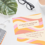 Trendig för Abstrakt av grov återställande Vintage Visitkort<br><div class="desc">Affärskorten Girly Retro Vintage Wave Personlig Namn har en reflevåg i nyans av rosa,  orange och vitt med ett överlägg av ditt namn och ditt företag eller din beteckning på framsidan. På motsatt sida finns kontaktuppgifter för personligen. Designad av © Evco Studio www.zazzle.com/store/evcostudio</div>